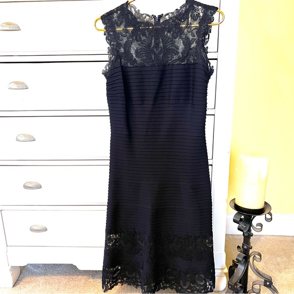 Tadashi Shoji Navy Blue Lace Dress Wedding Guest MOB Size Small NWOT Cocktail - Picture 3 of 13